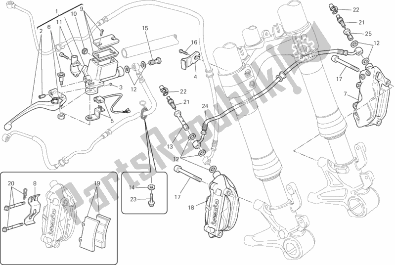 Todas as partes de Sistema De Freio Dianteiro do Ducati Monster 796 ABS S2R Thailand 2015